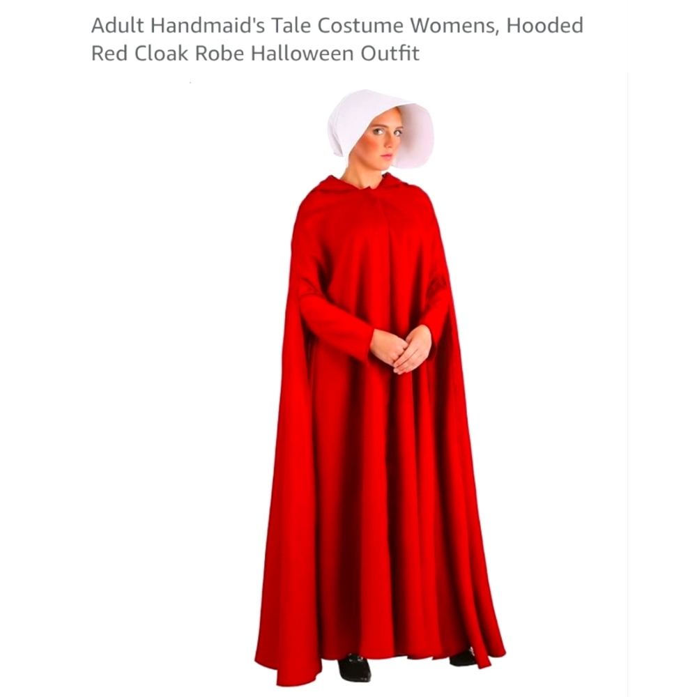 Adult Handmaid's Tale Costume Womens, Hooded Red Cloak Robe Halloween Outfit